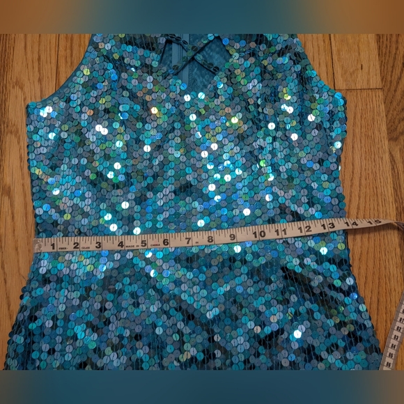 Niteline Vintage Blue Sequin Evening Cocktail Clubbing Mini Dress sz 10 - Picture 12 of 12